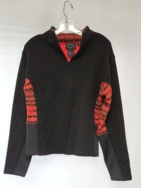 Obermeyer Black & Red Quarter-Zip Womens Ski Sweater